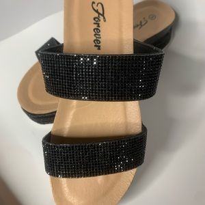 Sandals wear them once Size 5  Black Bling Bling